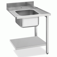 KBS Gastrotechnik KBS Table d'arrivée bassin à gauche fond de base et rebord 700x715x850 mm - inox 20390108