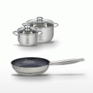 Lot Poêle 28cm & 2 Faitouts 16/24cm Elo Profi Therm Platinum - gris inox 3176239989205