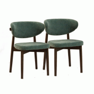 METRO PROFESSIONAL Chaise de restaurant rembourrée Rivello, lot de 2, bois de hêtre, wengé/vert - vert Bois massif 4067373655455