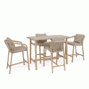 Table bar + 4 tabourets Kalimera Desert 140 x 73 x 100 cm
