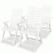 VidaXL Chaises Inclinables De Jardin Lot De 4 Plastique Blanc - blanc 275067