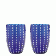 Zafferano Perle Blue Glass - Verre Soufflé À La Bouche Coloré, 32 Cl, Fait Main - Set De 2 Verresartisanaux Pour Eau Ou Cocktails - bleu 8051827970375