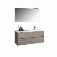 AQA Design Composition de la salle de bain en mélamine baignoire à droite ORIZON Pierre de La Havane L.121 P.46,5 H.190 MPOR41-AVP - beige Bois manu