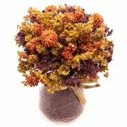 Bouquet de fleurs aux couleurs d'automne dans un vase Ø11 x H14 cm