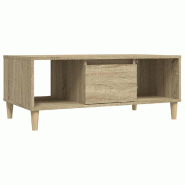 Décoshop26 - Table basse avec 2 compartiments ouverts et tiroir design moderne 90 x 50 x 36,5 cm bois d'ingénierie couleur chêne DEC039047 - Bois m
