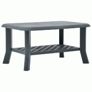 Décoshop26 - Table basse avec étagère pour extérieur 90 x 60 x 46 cm en plastique vert DEC040196 - 3000264799303