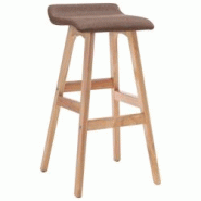 Décoshop26 - Tabouret de bar x1 chaise haute en tissu taupe et bois DEC029328 - 3000257321986