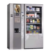Distributeur automatique connecté chaud & froid pour la distribution de boissons chaudes et froides, des snacks, de confiseries, des encas salés et sucrés, des sandwichs et plats préparés