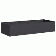 Helloshop26 - Jardinière en acier laminé à froid 200 x 80 x 40 cm design moderne pour jardin balcon extérieur en noir 02_0051535 - noir acier 3000