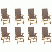 VidaXL Chaises Pliables De Jardin Avec Coussins Lot De 8 Bois D Acacia - gris 3075062