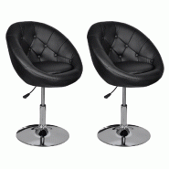 VidaXL Tabourets de bar lot de 2 noir similicuir Modèle Titan Outdoor - noir 240453