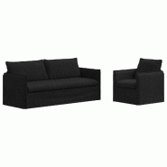 Canapé 2 pcs Noir 196 x 82 x 85 cm tissu Modèle Aero Select Pro - Matériau naturel 8721364375000