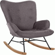 Décoshop26 - Fauteuil à bascule rocking chair en tissu gris foncé capitonné cadre en métal et patins en bois 10_0003805 - gris métal 3000251778700