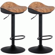 Décoshop26 - Lot de 2 tabourets de bar forme ergonomique en PVC couleur bois et pieds en métal noir 10_0004015 - noir 3000251892345 Décoshop26 - Lot de 2 tabourets de bar forme ergonomique en PVC couleur bois et pieds en métal noir 10_0004015 - noir 3000251892345