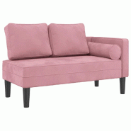 Décoshop26 - Méridienne chaise longue pour intérieur avec coussins en velours rose DEC026094 - 3000255619665