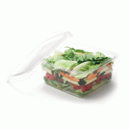 ECOLOMIQUE - 50 Pcs - Pot carré PLA transparent GS6-1 - 1100 ml, 16 cm x 16 cm, Hauteur: 6,5 cm - transparent plastique ECO210DESD33F