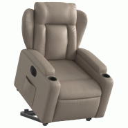 Fauteuil inclinable électrique cappuccino similicuir Modèle Yelvarine - 8721012170520
