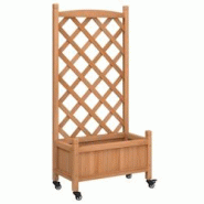 Helloshop26 - Jardinière bac lit surélevé plantes fleurs terrasse jardin avec treillis et roues bois massif de sapin marron 02_0038372 - 3000214170640 Helloshop26 - Jardinière bac lit surélevé plantes fleurs terrasse jardin avec treillis et roues bois massif de sapin marron 02_0038372 - 3000214170640