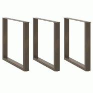 Helloshop26 - Lot de 3 pieds de table à manger en U robustes et réglables 90 x 73 cm en acier naturel 02_0057451 - acier 3000240044311