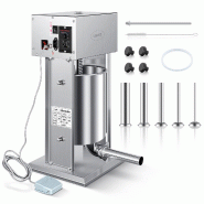 Leevot poussoir à saucisse électrique professionnel ETV10L - 10L - 9 vitesses - inox 304 - pédale et 4 tubes - inox ETV10L
