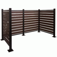 Mendler Alu Clôture pour poubelles HWC-K57, Habillage pour poubelles, aspect bois extensible 130x206x110cm ~ marron - marron métal 96946+3x96947