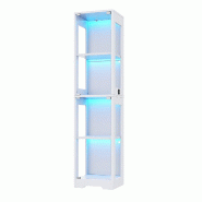 Merax Vitrine en verre LED 40 x 35 x 160 cm avec 3 couleurs de lumière, capteur et commande tactile, côtés en acrylique, 4 niveaux et protection -_0
