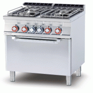 Redcook Cuisinière gaz 4 feux avec four électrique statique GN1/1, veilleuse, structure inox, 80x70,5x90 cm, modèle CFV4-78GPE - 1777_0