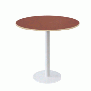 RestooTab - Table Rome blanc Ø80cm rosso jaipur fenix chants couleur bois - rouge Bois manufacturé TB-ROM1-R80M-ROSS.J-BOI