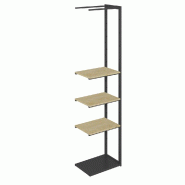 Suite structure Cage noir base métal 58x40x240cm 3 tablettes chêne clair