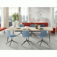 Table de réunion Twist - piètement design épuré noir - plateau bois mélaminé coins arrondis - 320x120 cm
