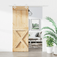 Vidaxl porte coulissante et kit de quincaillerie 80x210 cm pin massif 3203170 Vidaxl porte coulissante et kit de quincaillerie 80x210 cm pin massif 3203170