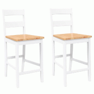 VidaXL Tabourets de bar 2 pcs blanc bois massif d'hévéa Modèle Apex Premium - marron 4102560