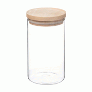 WellHome - Pot en verre et bois, fermeture hermétique 1L - transparent verre WH14031
