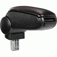 ACCOUDOIR CENTRAL POUR BMW E36 AVEC COMPARTIMENT REMBOURRÉ CUIR-SYNTHÉTIQUE NOIR AVEC DES COUTURES ROUGES 03_0000381
