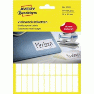 Avery Zweckform 1144 étiquettes multi-usages blanches, format 32 x 10 mm (26 feuilles / cdt) - 3320