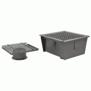 Caniveau avec caillebotis, sortie verticale ø 50 mm et filtre, 300x300x110 mm - VIRTUS - 0615402222358