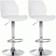 Décoshop26 - Lot de 2 tabourets de bar avec repose-pieds hauteur réglable pivotant en PVC et plastique blanc et métal 10_0004169 - blanc 3000251964462 Décoshop26 - Lot de 2 tabourets de bar avec repose-pieds hauteur réglable pivotant en PVC et plastique blanc et métal 10_0004169 - blanc 3000251964462