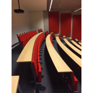 Siège pour amphithéâtre avec assise basculante et accoudoirs communs