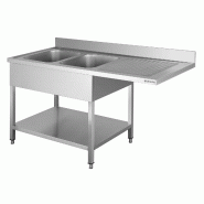 GastroHero Centre de plonge Basic 16x6 avec 2 cuves à gauche, dosseret et étagère inférieure - inox SPZT-BASIC16X6L2 GastroHero Centre de plonge Basic 16x6 avec 2 cuves à gauche, dosseret et étagère inférieure - inox SPZT-BASIC16X6L2