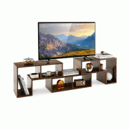 Helloshop26 - Meuble TV de rangement 134-180 x 30,5 x 43 cm pour en bois marron 20_0012791 - marron Bois massif 3000227403506