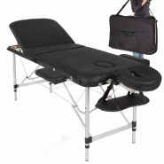 Helloshop26 - Table de massage pliable rembourrage épais pliante 3 zones aluminium portable housse noir 08_0000451 - noir aluminium 3000091331530