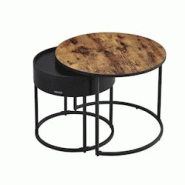 Helloshop26 - Tables basses lot de 2 tables d'appoint rondes tables gigognes style moderne rangement discret et plateau pour salon 12_0007681 - 300022 Helloshop26 - Tables basses lot de 2 tables d'appoint rondes tables gigognes style moderne rangement discret et plateau pour salon 12_0007681 - 300022