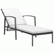Helloshop26 - Transat chaise longue bain de soleil lit de jardin terrasse meuble d'extérieur avec coussin résine tressée noir 02_0012531 - noir aci
