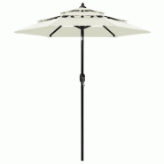 Parasol de jardin à 3 niveaux avec mât en aluminium sable 2 m Modèle Solis Pro - 313852