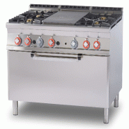 Plaque de cuisson tout gaz + 4 brûleurs avec flamme pilote sur maxi-four électrique statique. Dimensions 120x90 h90 cm. Modèle TPF4-912GE - 2022