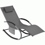 Tectake Chaise longue TAYA ergonomique avec fonction de balancement - gris, par pièce - 406169 - gris acier 406169