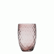 Zafferano Lot De 6 Verres Tumbler Losanghe En Verre Soufflé À La Bouche Couleur Améthyste, Fabrication Artisanale Avec Élégant Motif À Losanges