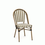Chaise de terrasse concorde - tressage doré noir blanc