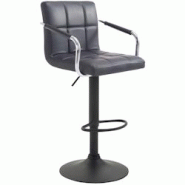 CLP Tabouret de bar Lucy V2 en similicuir avec Piètement en Métal Noir /Noir - noir polyester 315654 CLP Tabouret de bar Lucy V2 en similicuir avec Piètement en Métal Noir /Noir - noir polyester 315654