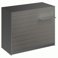 Comptoir Vertigo H T04nat. Spl.Droit L120cm 2tabl.Couliss.4tab.Amovib.Grisalu